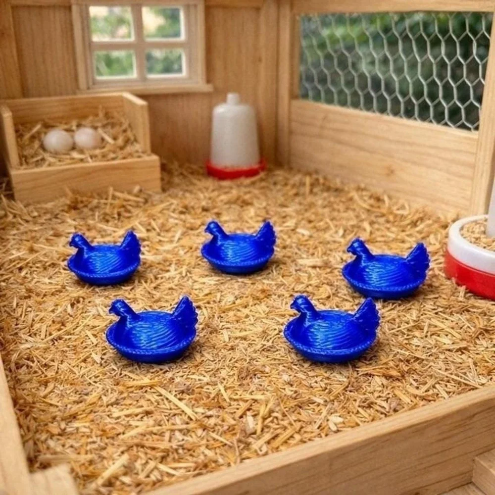 Vtg Style Blue Hen On Nest Dollhouse Miniature 1:12 Scale 3D Printed Set of 5